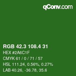 カラーコード: RGB 42.3 108.4 31 | qconv.com