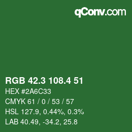 カラーコード: RGB 42.3 108.4 51 | qconv.com