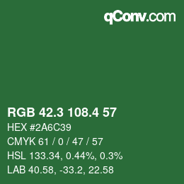 カラーコード: RGB 42.3 108.4 57 | qconv.com