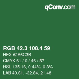 カラーコード: RGB 42.3 108.4 59 | qconv.com