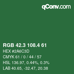 カラーコード: RGB 42.3 108.4 61 | qconv.com