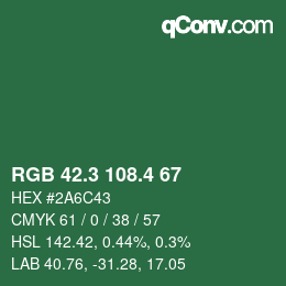 カラーコード: RGB 42.3 108.4 67 | qconv.com