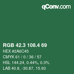 カラーコード: RGB 42.3 108.4 69 | qconv.com