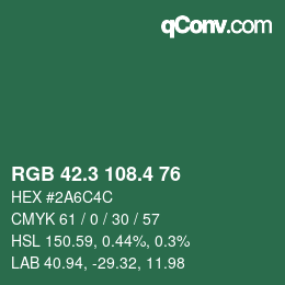 カラーコード: RGB 42.3 108.4 76 | qconv.com