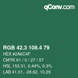カラーコード: RGB 42.3 108.4 79 | qconv.com
