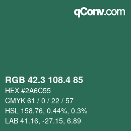 カラーコード: RGB 42.3 108.4 85 | qconv.com