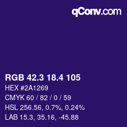 カラーコード: RGB 42.3 18.4 105 | qconv.com