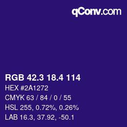 カラーコード: RGB 42.3 18.4 114 | qconv.com