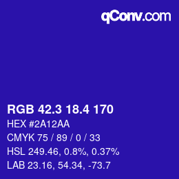 カラーコード: RGB 42.3 18.4 170 | qconv.com