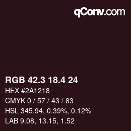 カラーコード: RGB 42.3 18.4 24 | qconv.com