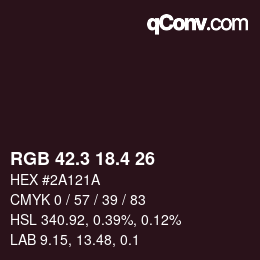 カラーコード: RGB 42.3 18.4 26 | qconv.com