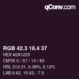 カラーコード: RGB 42.3 18.4 37 | qconv.com