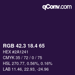 カラーコード: RGB 42.3 18.4 65 | qconv.com