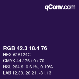 カラーコード: RGB 42.3 18.4 76 | qconv.com