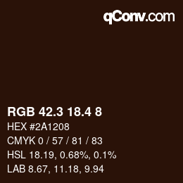 カラーコード: RGB 42.3 18.4 8 | qconv.com