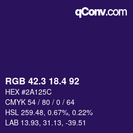 カラーコード: RGB 42.3 18.4 92 | qconv.com