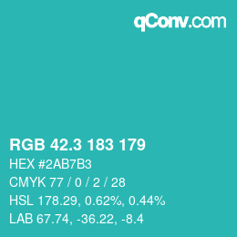 カラーコード: RGB 42.3 183 179 | qconv.com