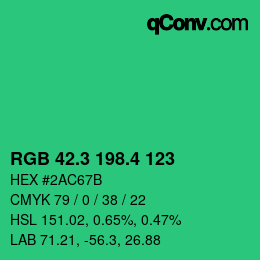 カラーコード: RGB 42.3 198.4 123 | qconv.com