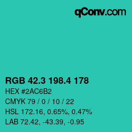 カラーコード: RGB 42.3 198.4 178 | qconv.com