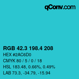 カラーコード: RGB 42.3 198.4 208 | qconv.com