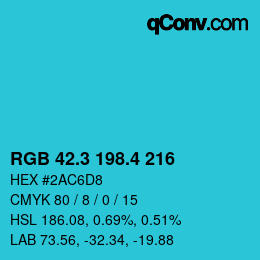 カラーコード: RGB 42.3 198.4 216 | qconv.com