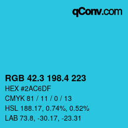 カラーコード: RGB 42.3 198.4 223 | qconv.com