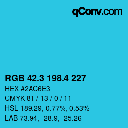 カラーコード: RGB 42.3 198.4 227 | qconv.com