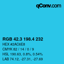 カラーコード: RGB 42.3 198.4 232 | qconv.com