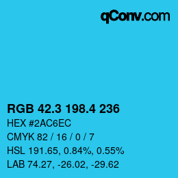 カラーコード: RGB 42.3 198.4 236 | qconv.com