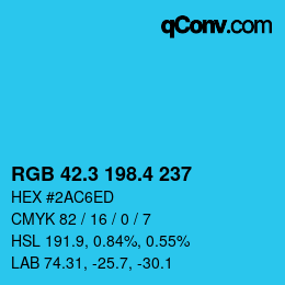 カラーコード: RGB 42.3 198.4 237 | qconv.com