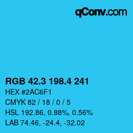 カラーコード: RGB 42.3 198.4 241 | qconv.com