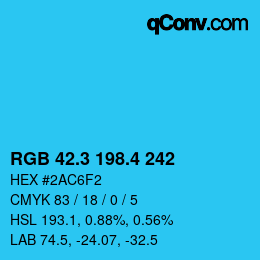 カラーコード: RGB 42.3 198.4 242 | qconv.com