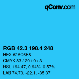 カラーコード: RGB 42.3 198.4 248 | qconv.com
