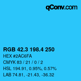 カラーコード: RGB 42.3 198.4 250 | qconv.com