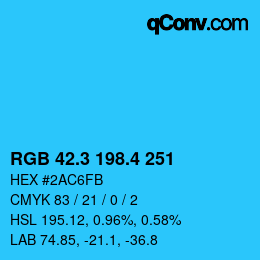 カラーコード: RGB 42.3 198.4 251 | qconv.com