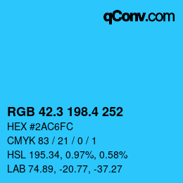 カラーコード: RGB 42.3 198.4 252 | qconv.com