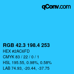 カラーコード: RGB 42.3 198.4 253 | qconv.com