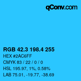 カラーコード: RGB 42.3 198.4 255 | qconv.com