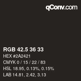 Color code: RGB 42.5 36 33 | qconv.com