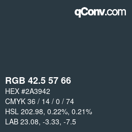 Código de color: RGB 42.5 57 66 | qconv.com