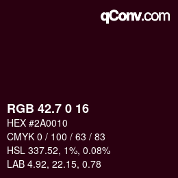 カラーコード: RGB 42.7 0 16 | qconv.com