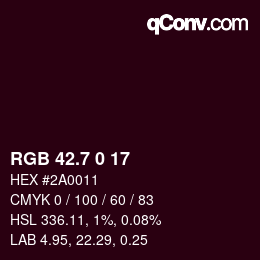 カラーコード: RGB 42.7 0 17 | qconv.com