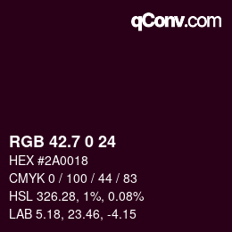 カラーコード: RGB 42.7 0 24 | qconv.com