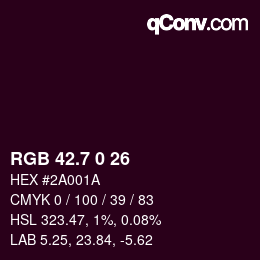 カラーコード: RGB 42.7 0 26 | qconv.com