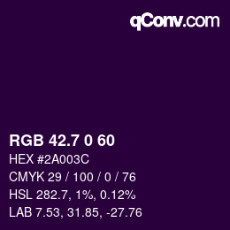 カラーコード: RGB 42.7 0 60 | qconv.com