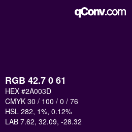 カラーコード: RGB 42.7 0 61 | qconv.com