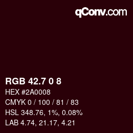 カラーコード: RGB 42.7 0 8 | qconv.com
