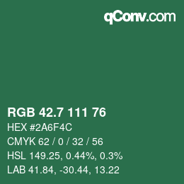 カラーコード: RGB 42.7 111 76 | qconv.com