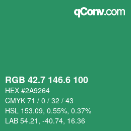 カラーコード: RGB 42.7 146.6 100 | qconv.com
