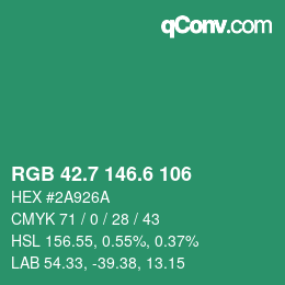カラーコード: RGB 42.7 146.6 106 | qconv.com